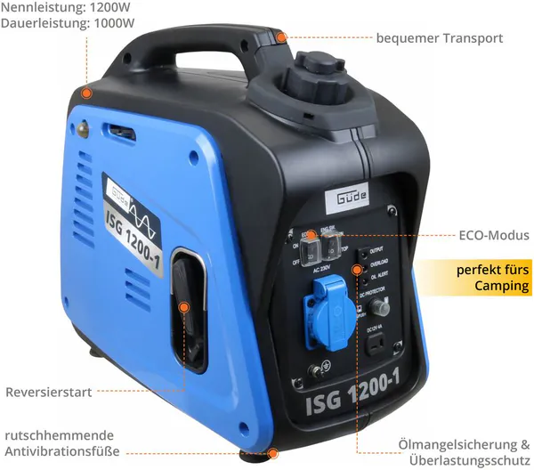 Hovedbilde Güde ISG 1200i-1 - Inverter Strømaggregat ...